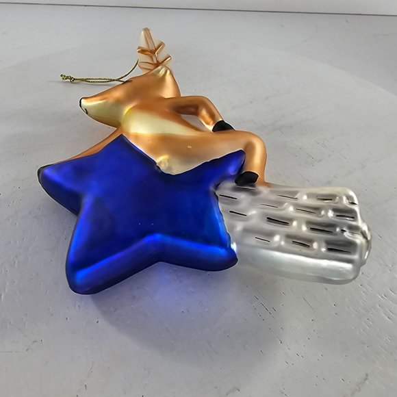Pottery Barn Reindeer Comet Ornament Blown Glass Christmas - Picture 3 of 8